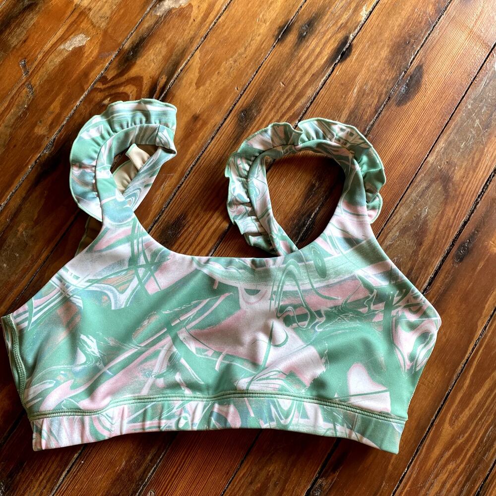 IVL Collective Green Marbeled and Ruffled Bra top size 8